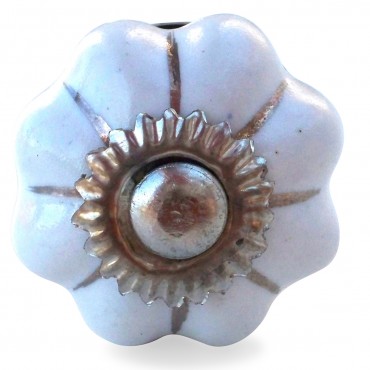 Bouton de Meuble Uni porcelaine Blanche