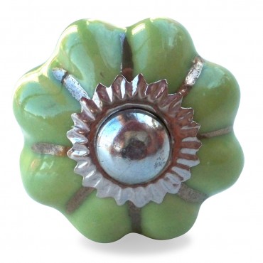 Bouton de Meuble Uni céramique Vert Printemps