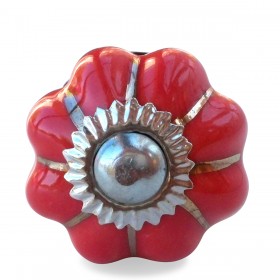 Bouton de Meuble Uni porcelaine Rouge