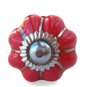 Bouton de Meuble Uni porcelaine Rouge