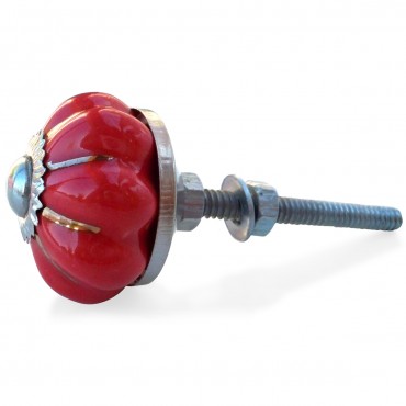 Bouton de Meuble Uni céramique Rouge