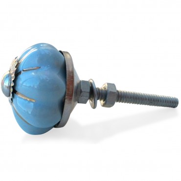 Plain Sky Blue Pumpkin Knob
