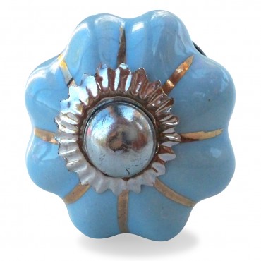 Plain Sky Blue Pumpkin Knob