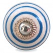Bouton de Meuble Blanc Spirale Bleue