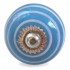 Bouton de Meuble céramique Bleu Spirale Blanche bord de mer