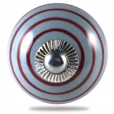 Grey with Burgundy Stripes Knob