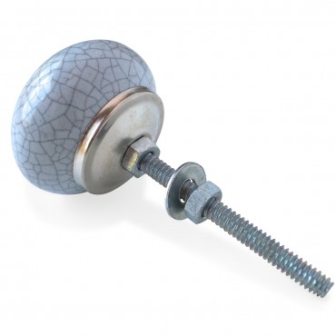 Bouton de Meuble céramique Craquelé Gris vintage