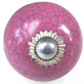 Bouton de Meuble porcelaine Craquelé Rose bohème