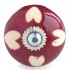 Bouton de Meuble Cœur porcelaine Bordeaux et Crème