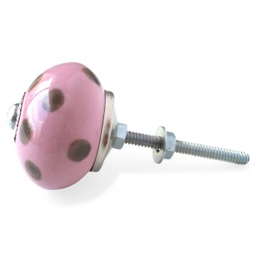Pink and Taupe Polka Dot Knob