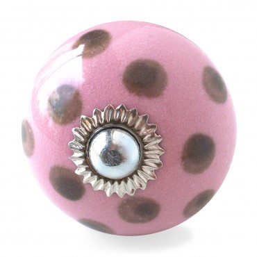 Pink and Taupe Polka Dot Knob