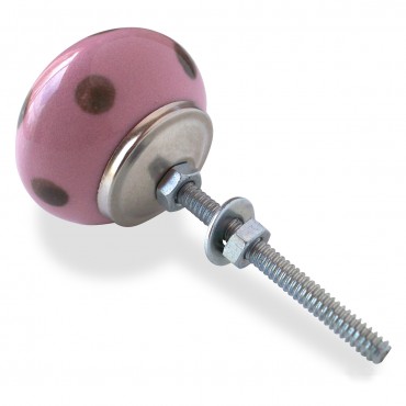 Pink and Taupe Polka Dot Knob
