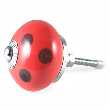 Red and Grey Polka Dot Knob