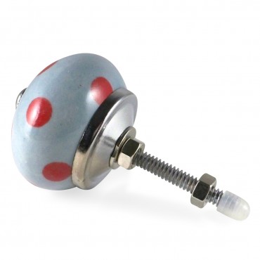 Bouton de Meuble Gris à Pois Rouge