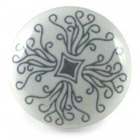 Bouton de Meuble Mandala Blanc et Gris