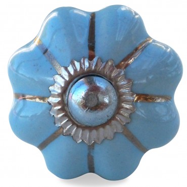 Plain Sky Blue Pumpkin Knob