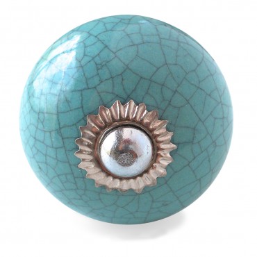 Turquoise Crackle Glaze Knob
