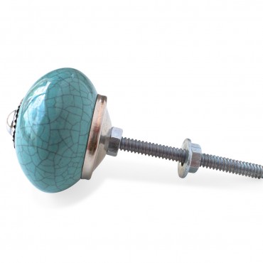 Bouton de Meuble Craquelé Turquoise