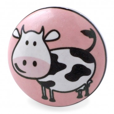 Bouton de Meuble Vache Rose