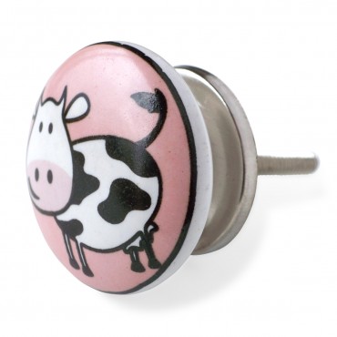 Bouton de Meuble Vache Rose