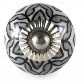 Bouton de Meuble Fleur Blanc et Gris
