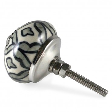 White and Grey Flower Knob