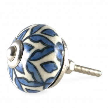 Bouton de Meuble Fleur Blanc et bleu