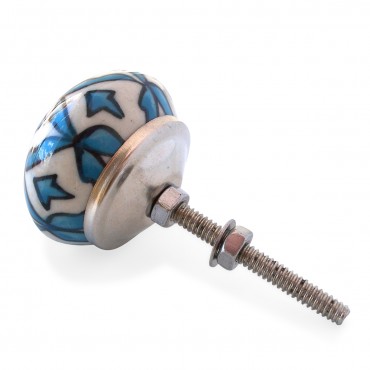 Bouton de Meuble Fleur Blanc et bleu