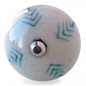 Bouton de Meuble Berbère Crème et Turquoise
