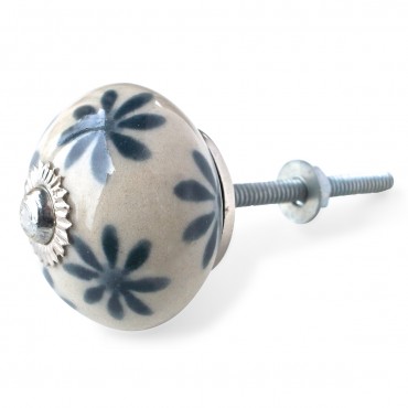 Cream and Grey Daisy Knob