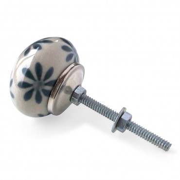 Cream and Grey Daisy Knob