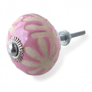 Bouton de Meuble Guirlande Rose et Crème
