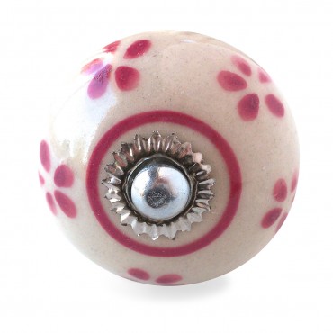 Cream and Pink Dots Knob