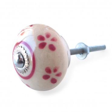 Cream and Pink Dots Knob