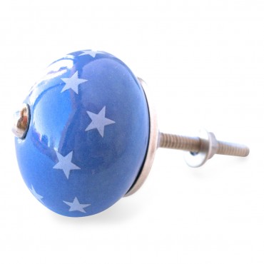 Bouton de Meuble Bleu Etoile Blanc