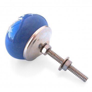 Bouton de Meuble Bleu Etoile Blanc