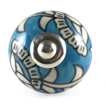 Cream and Blue Cyclades Knob