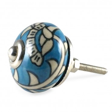 Cream and Blue Cyclades Knob