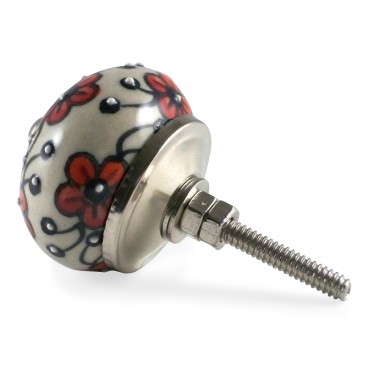 Cream and Orange Flower Garland Knob