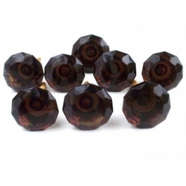 Bouton de Meuble Cabochon Verre Marron