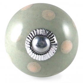 Bouton de Meuble Taupe Pois Crème