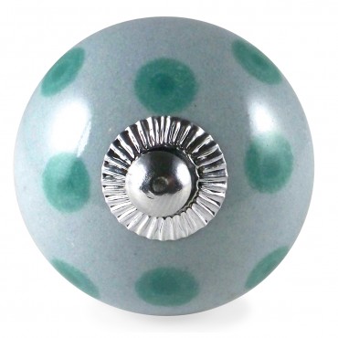 Grey and Aqua Polka Dot Knob