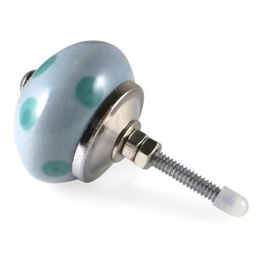 Grey and Aqua Polka Dot Knob