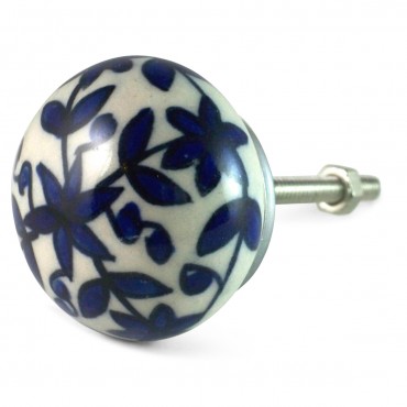 Cream and Blue Ispahan Knob