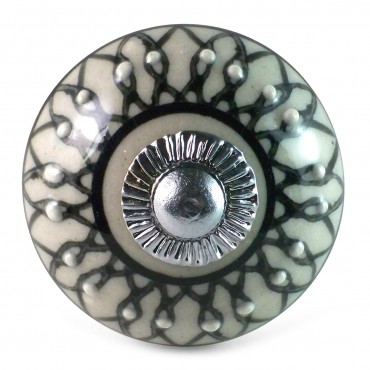 Bouton de Meuble Géométrique Crème et Gris