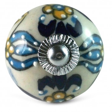 Bouton de Meuble Trident Bleu et Jaune