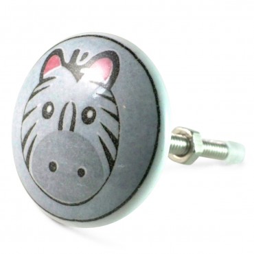 Bouton de Meuble Zèbre Gris et Rose