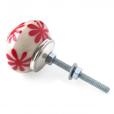 Cream and Red Daisy Knob