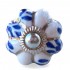 Bouton de Meuble Blanc Fleur Bleue