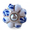 Bouton de Meuble Blanc Fleur Bleu